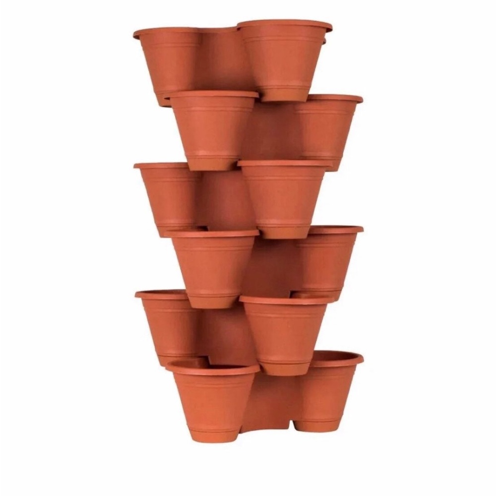 6-stackable 3- tier planter color terra-cota